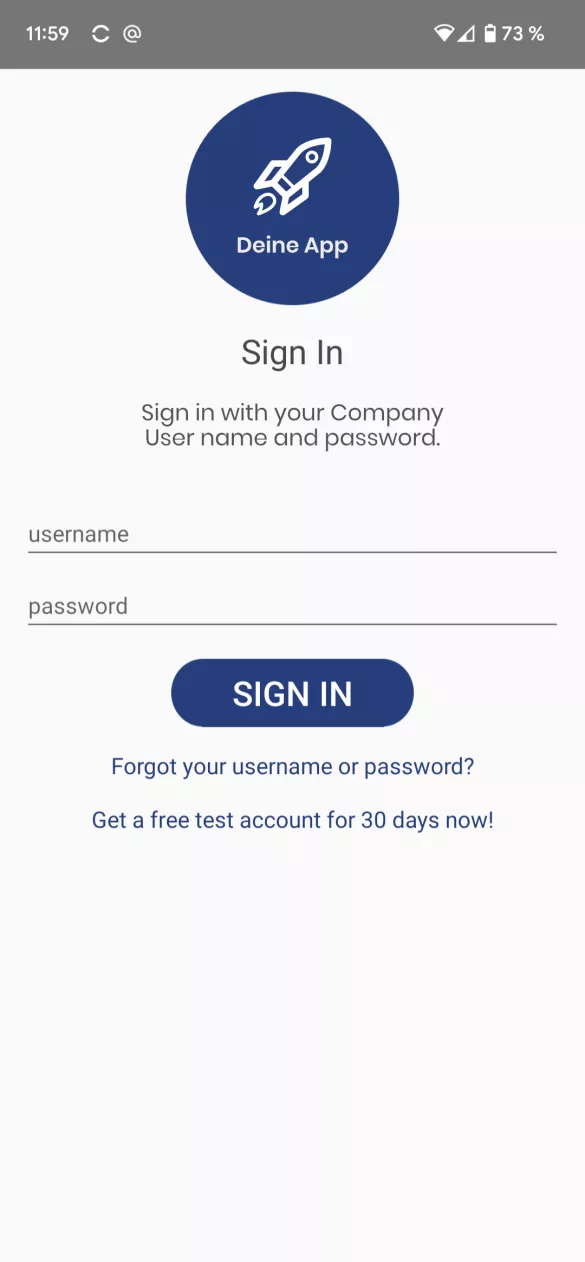 Whitelabel App Screenshot (Sign In) > Deine App